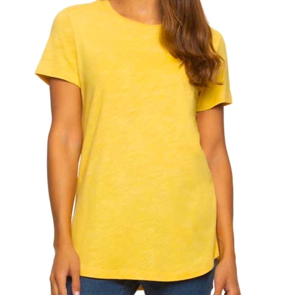 Black bow crew slub tee- canary yellow